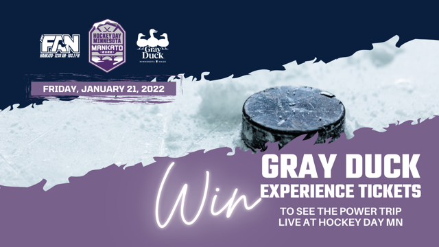 grayduckspirits's tweet photo. Heading to @hockeydayKATO @HockeyDayMN to see the @PowerTripKFAN on Friday? Win 4 tickets to sit in the front row and enjoy a Gray Duck Experience from @radiomankato. Don't wait in line, walk right in and enjoy the show. Retweet using #GrayDuckHockey for a chance to win. https://t.co/Bmzl2ymRYD