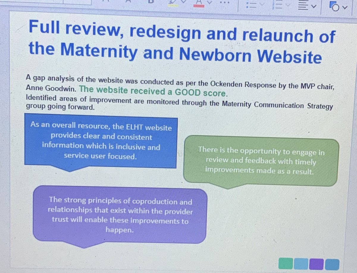 Sophie__elise's tweet photo. We continued the Maternity Communication Strategy, presented progress back to the Trust evidencing great engagement with our website and messaging. 📈 Great feedback from ccg &amp; mvp colleagues! 💬✨@ELHTComms @ruqaiyahNHS @WomenNewborn https://t.co/h6xh07teOz