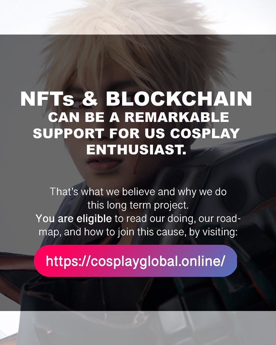 eicostudio's tweet photo. Cosplay Global is a project of a new blockchain-based community social platform that insist to build the future of productive cosplay enthusiast worldwide.

This will be the home for various cosplayers and fans around the world within the $45B Cosplay &amp; Pop Culture Industry. https://t.co/rkDtqRmUr9