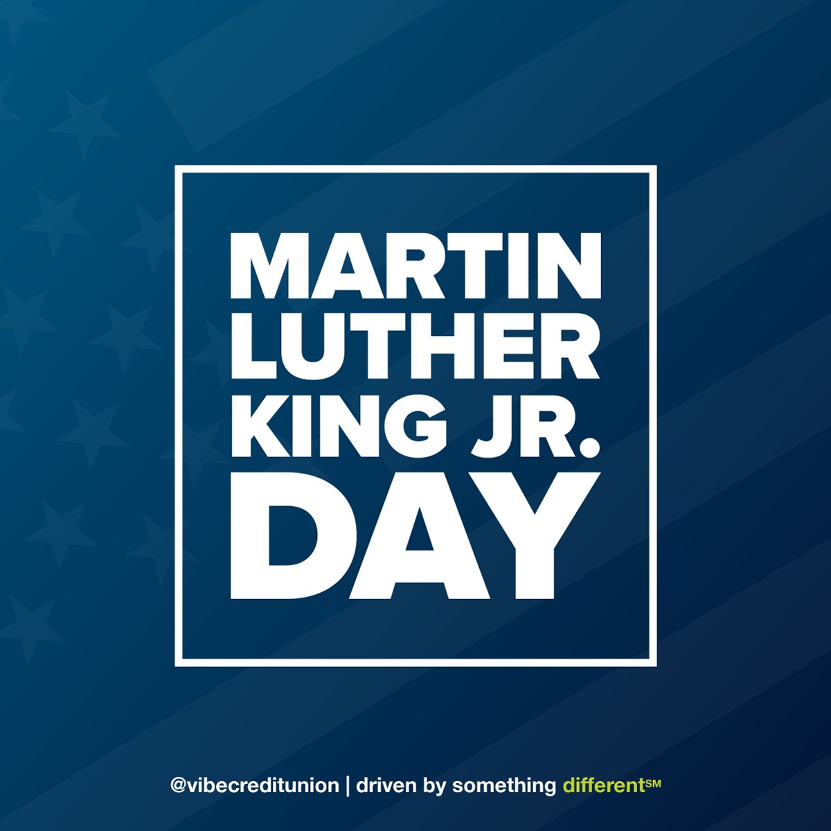 VibeCreditUnion's tweet photo. All Vibe Credit Union branches and the Connection Center will be closed on Monday, January 17, in observance of Martin Luther King Jr. Day. We are always open at https://t.co/enDQ6iMZQO.
#MLKDay #drivenbysomethingdifferent https://t.co/QDlgUkS2LJ