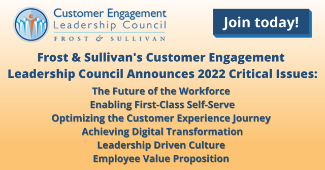 CXMindXchange's tweet photo. Frost &amp; Sullivan's Customer Engagement Leadership Council Announces 2022 Critical Issues | Council members vote each year to determine which industry challenges, or critical issues, will be the Council’s focus for the year ahead. Click to read: https://t.co/z2LW5ubKsG https://t.co/UdKsNraH3J