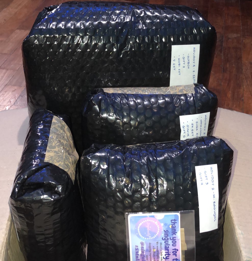 singularitymnl's tweet photo. #SMnlUpdate 🌟
— all bts little wishes tingi items have been packed already and will be picked-up tomorrow. ggx booking will be done shortly! 

Thank you so much for trusting Singularity.Mnl 💜💫 https://t.co/jpTgKw73xF