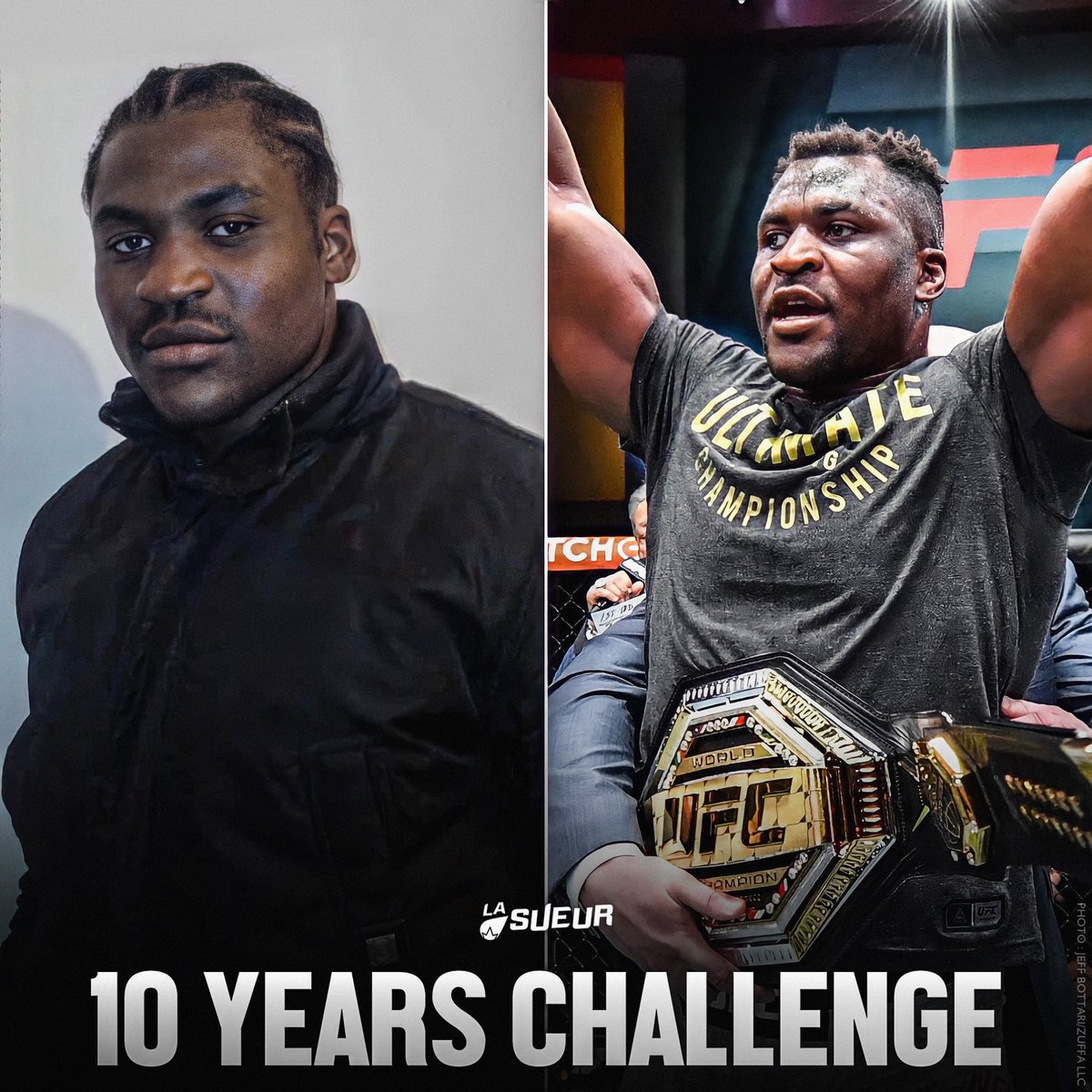 2012 : Immigré Camerounais au Maroc en transition vers la France 
2022 : Champion UFC aux USA 

Le parcours de Francis Ngannou est incroyable 🙏 #10YearsChallenge