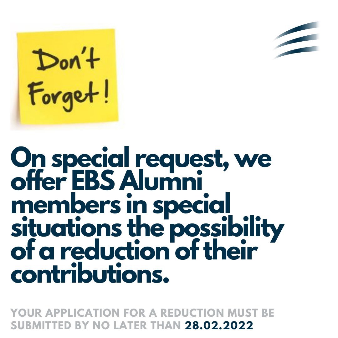 Who can apply for a reduction and where can i find the application form? 
Click the link for all information: my.ebs-alumni.com/news/592115
#beitragsermäßigung #ebsalumni