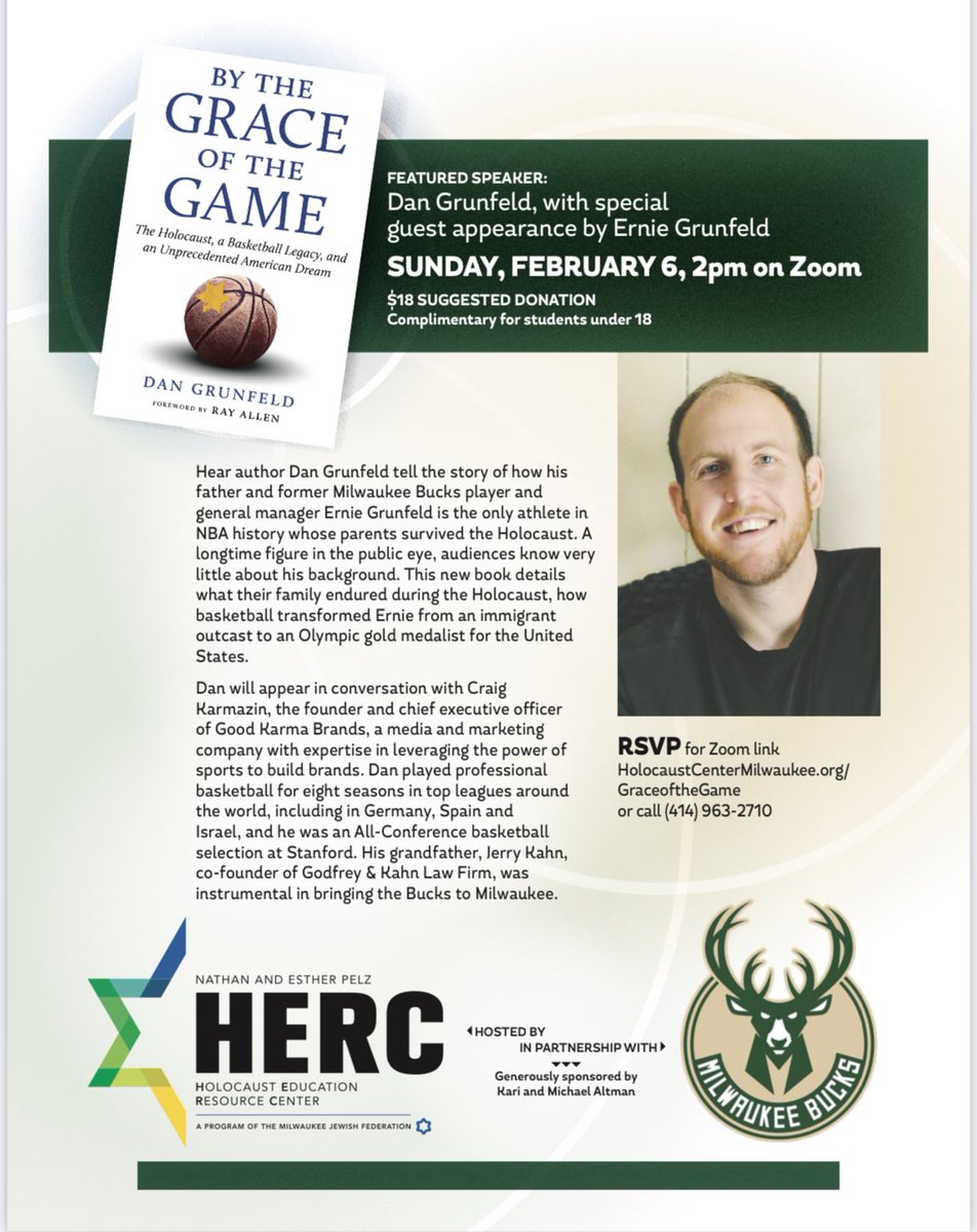 What does the Holocaust have to do with the Milwaukee Bucks? Register to find out!

Register for "By the Grace of the Game" below:
conta.cc/3F1B6Y8 

Visit HERC's website for more information:
lnkd.in/eeDaKQjk