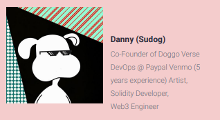 Ars0nic's tweet photo. @node_mas @cryptofrog202 @DoggoVerseNFT Danny is a devops @ paypal i guess that help :) https://t.co/TtfiYjid2F