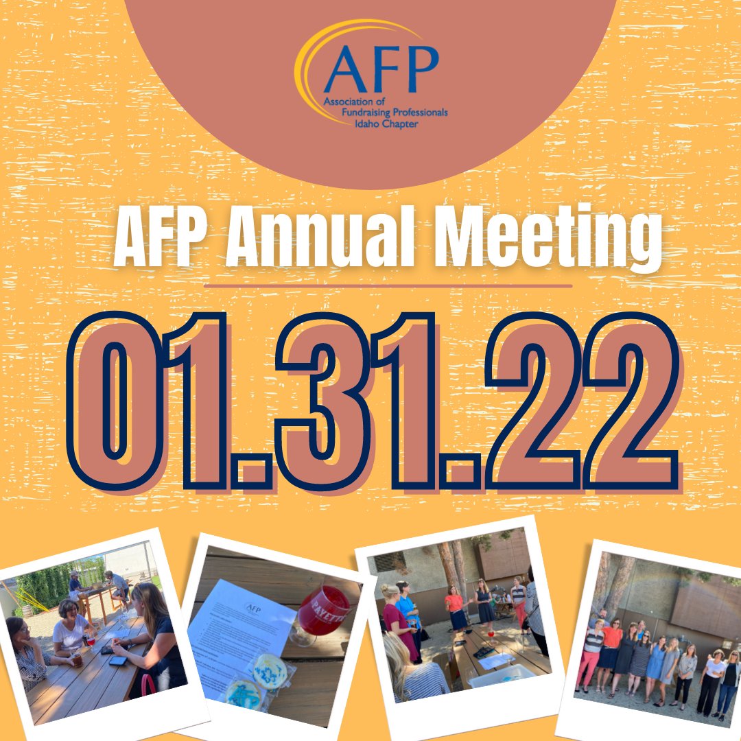 It's a new year, which brings new and exciting opportunities to learn &amp; network w/ #AFPIdahoChapter! 🎉

Join us at our Annual Meeting on 01.31.22. Learn about what we have in store for 2022.

👉 Let us know if you can make it! tinyurl.com/655dhwkf