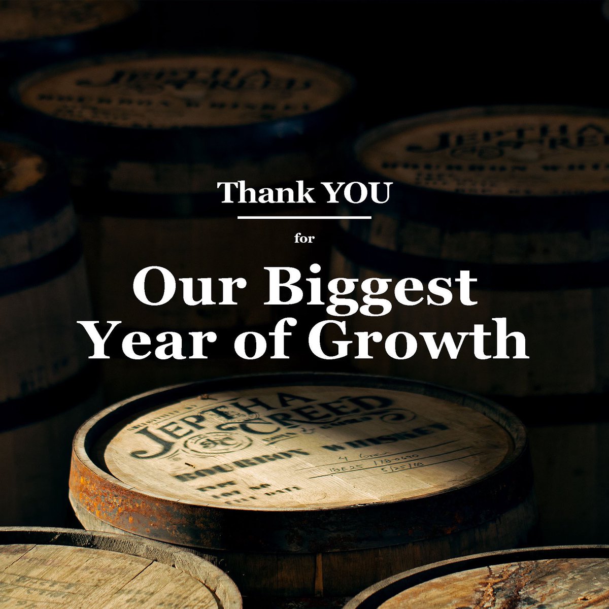 JepthaCreed's tweet photo. 2021 was our biggest year of growth since opening, and we couldn’t have done it without you! We’re increasingly excited about the future and bringing you more #GroundToGlass spirits! Cheers to a delicious journey ahead 🥃 https://t.co/S7IsYTkvJ0