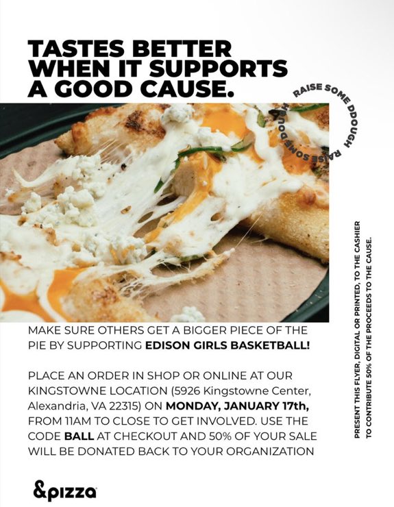 Noooo…you don’t have to cook tonight! Mention Edison girls basketball!