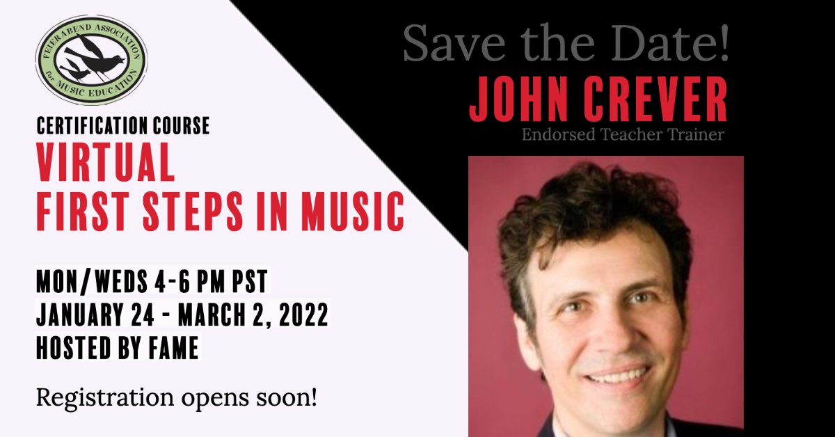 Continuing my effort to bring quality prof. development on the Feierabend curriculums and philosophies of music education, I am excited to offer this teacher curriculum certification course online, two evenings a week for a month and a half. Reg here: ow.ly/euRY50GTYfK