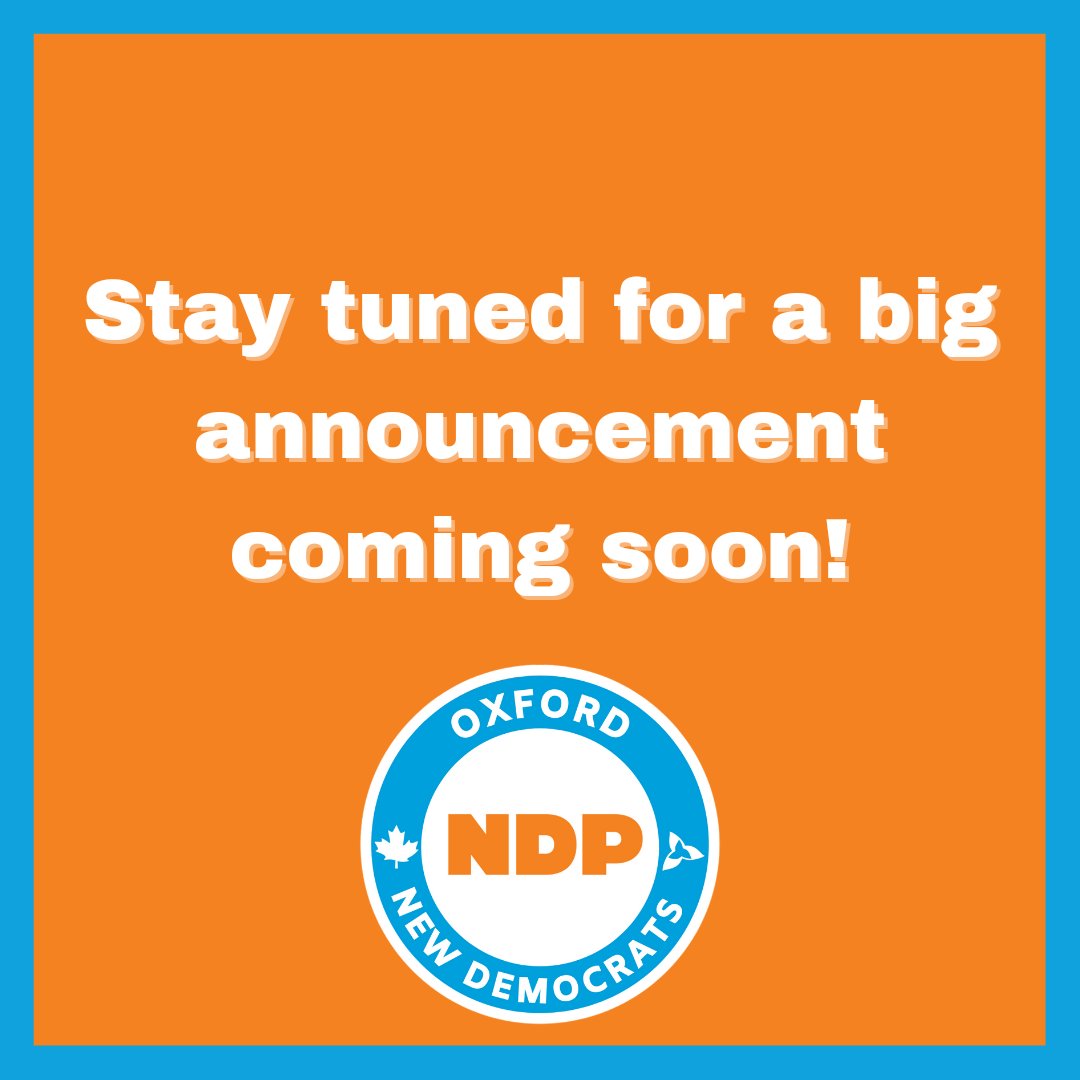 We've got some super exciting news coming.
#ONDP #Election2022 #changeforthebetter #turnoxfordorange #oxfordcountyontario