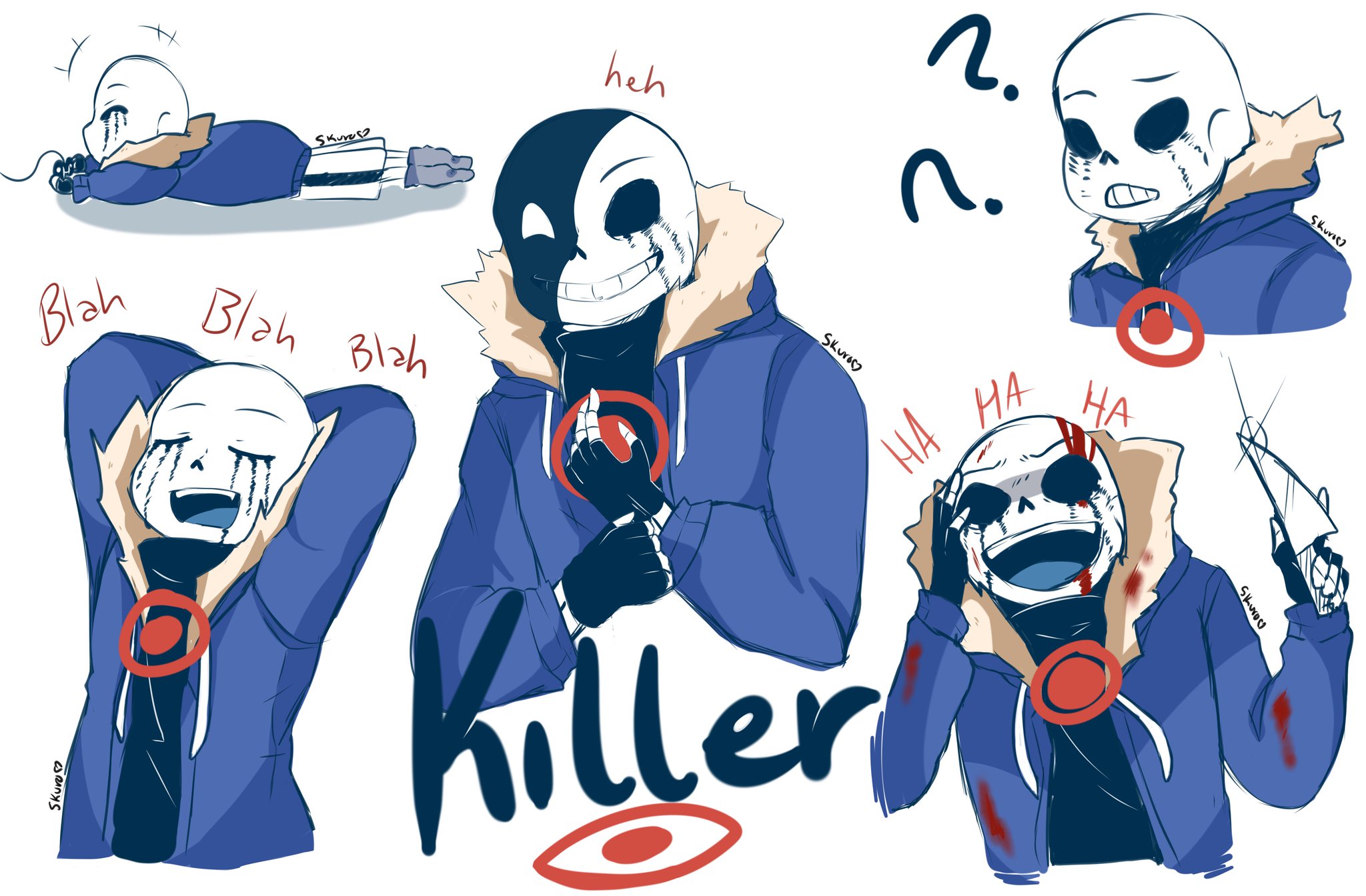 SerinaKuro🎮🌙🍰❄ on X: Doodled Killer!Sans as a break from