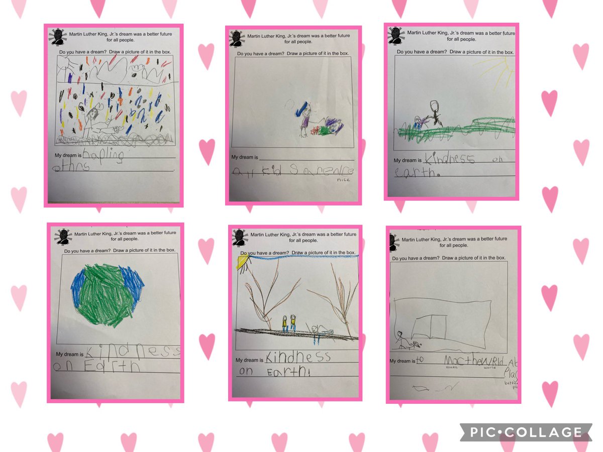 Kindergarten learned about MLK, Jr. &amp; dreamed about what they would like to see in the world 🌎to make it a better place❤️ @NHS_LES  #NHSSD