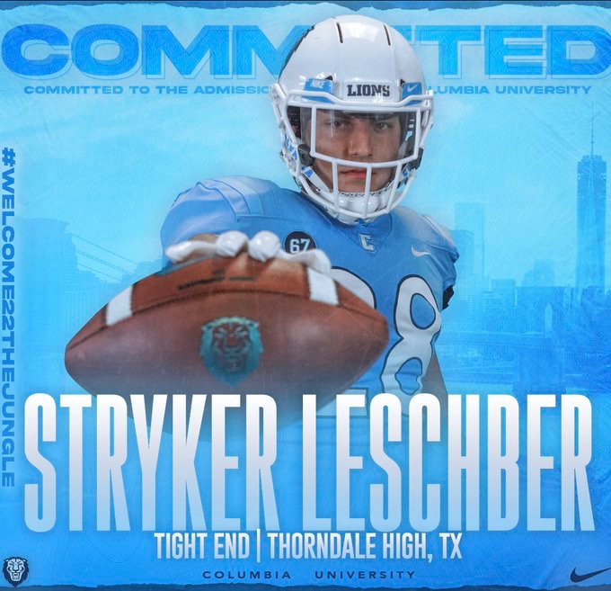 Rickyprep's tweet photo. News from @TISDDogs Thorndale. All Central defensive end/TE @LeschberStryker Stryker Leschber has accepted an offer to play football @Columbia congrats from @statesman for this Ivy Leaguer  #centexpreps #txhsfb https://t.co/XcDE4x8KYf