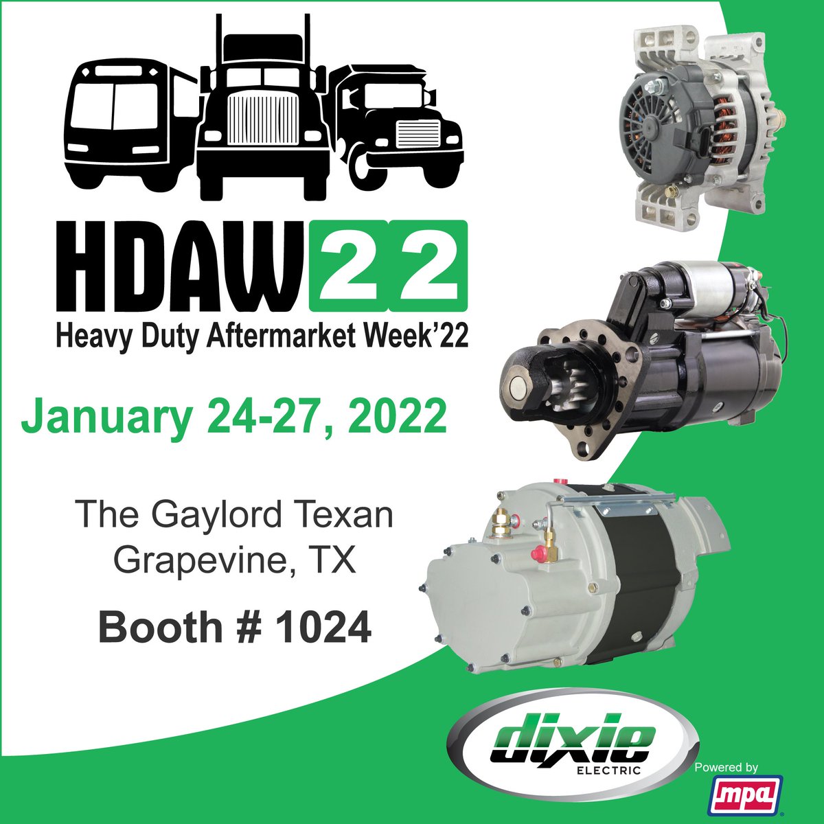 Mark your calendars. We are only one week away from this big event. #HDAW22 HDAW – Heavy Duty Aftermarket Week  #Starters #Alternators #TheHeavyDutyExperts @HDAWConference