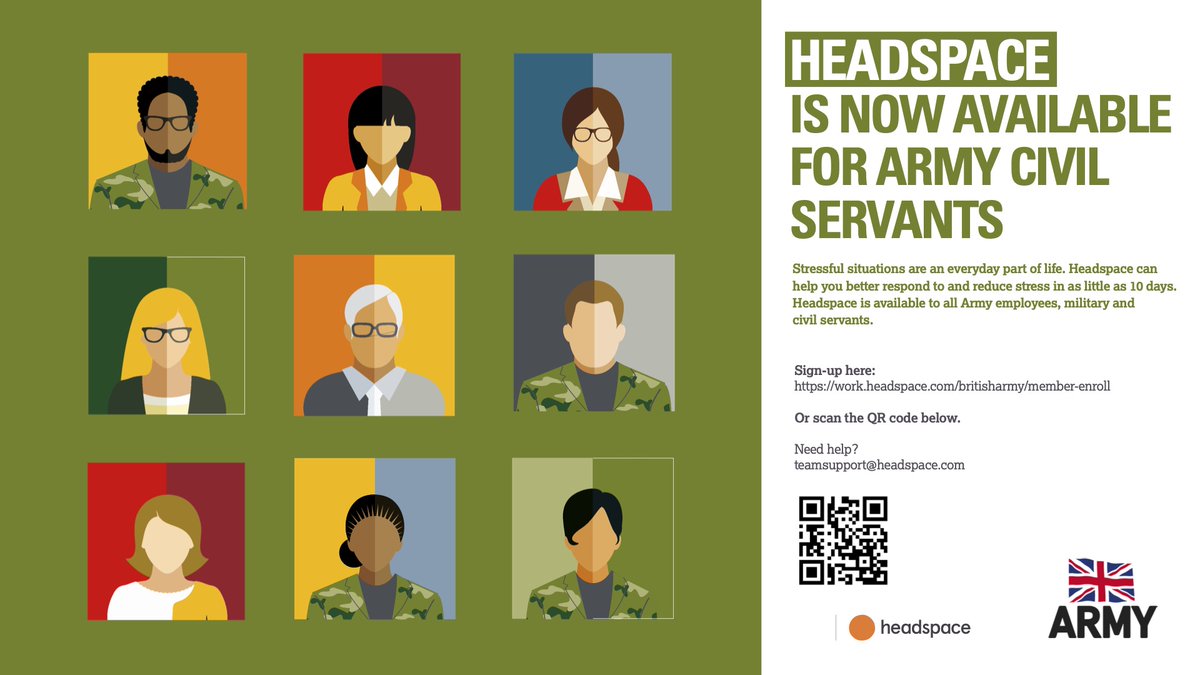 Last year we launched our partnership with @Headspace, providing free access to their library for service personnel. We’d pleased to announce that Civil Servants can now benefit from this offer too. Sign up here: work.headspace.com/britisharmy/me… #BlueMonday #MentalHealth