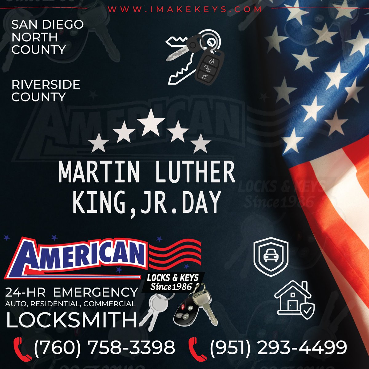 imakekeys's tweet image. “Out of the mountain of despair, a stone of hope.” #MLK

Happy #MLKDay

Your Auto, Residential &amp;amp; Commercial #Mobile #Locksmith 

#SD #NorthCounty 760 758-3398 #Riverside County 951 293-4499

#security #socal #ie #inlandempire #sandiego #DiscoverSD