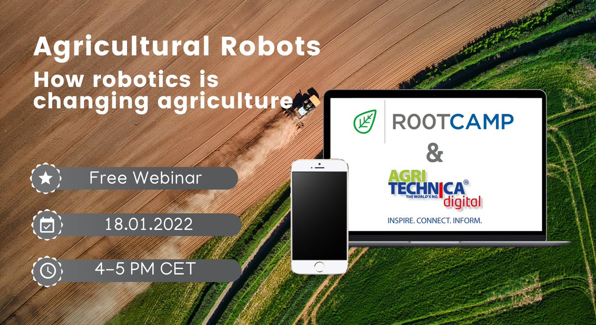 AGRITECHNICA's tweet photo. #Fieldrobots: startup technology topic #Agritechnica digital 

Free-to-attend events explore  startup topics: robotics, digitalization, circular economy &amp; soil health

Today: 18 Jan, 4 pm CET: ‘Agricultural robots: How robotics is changing agriculture

https://t.co/65ySTgsEHe https://t.co/5wLoBgE5Mv