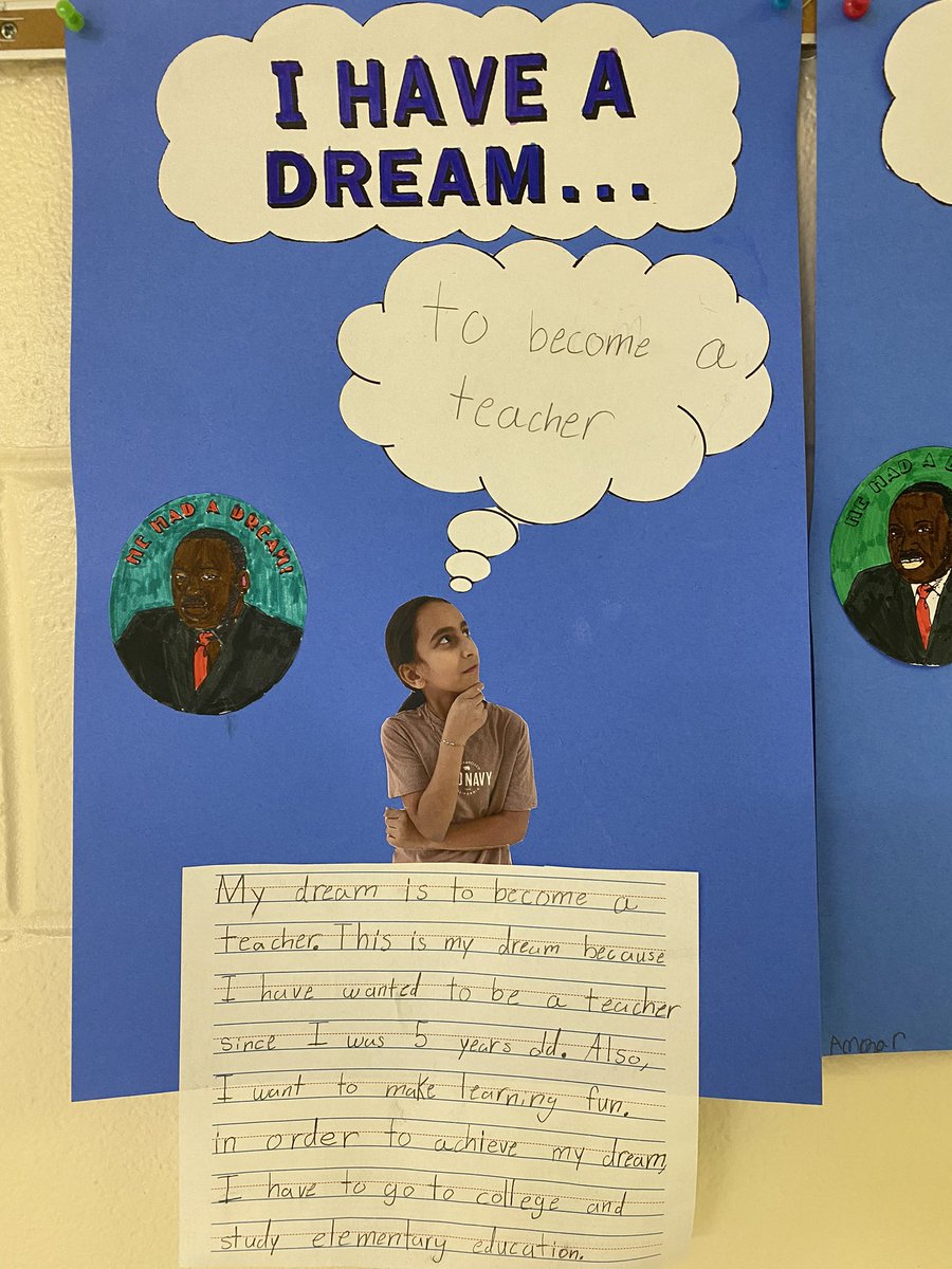MrsFox209's tweet photo. In room 209, we have honored the legacy of Dr. King by envisioning how we can achieve our dreams through hard work and perseverance. Like Dr. King, we too have big dreams and can explain how we can achieve them! #cridgepride #MLKDay #RLThirdGradeRocks https://t.co/UwzhNHwTzS