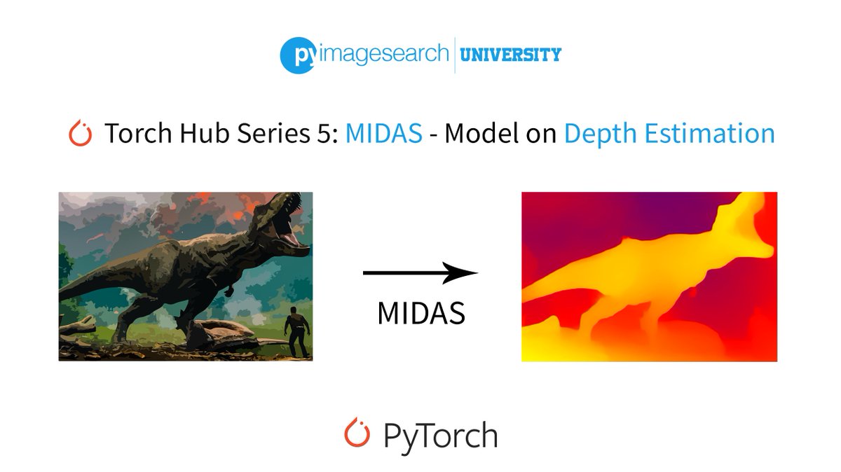 PyImageSearch's tweet photo. Today we talk about single shot #DepthEstimation! π
π https://t.co/Gp0hmau48R
Torch Hub Series 5: #MiDaS
by @Cr0wley_zz
-Understand MiDas architecture π€
-Use a pre-trained MiDas model π»
-Estimate depth of objects in your own images πΈ
#DeepLearning #TorchHub #PyTorch https://t.co/4g7aBEmsV1