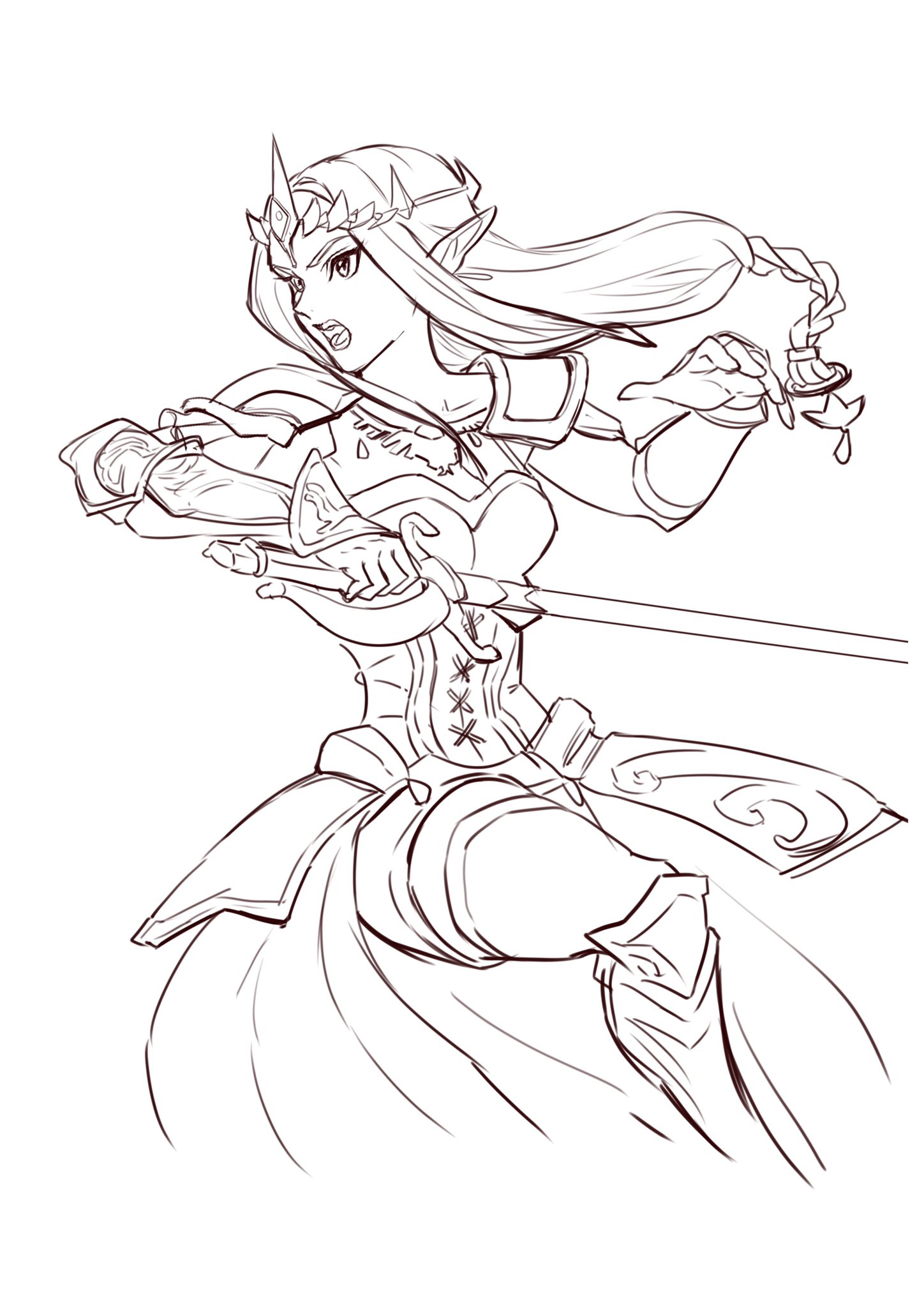 たかぽん王子 たかぽん ゼルダ姫 ゼルダ無双ハイラルウォリアーズ 今日は筆の調子が上がらないので リハビリ的なので公式のcg立ち絵をイラストに落とし込む作業してました T Co Qwzwg7wite Twitter