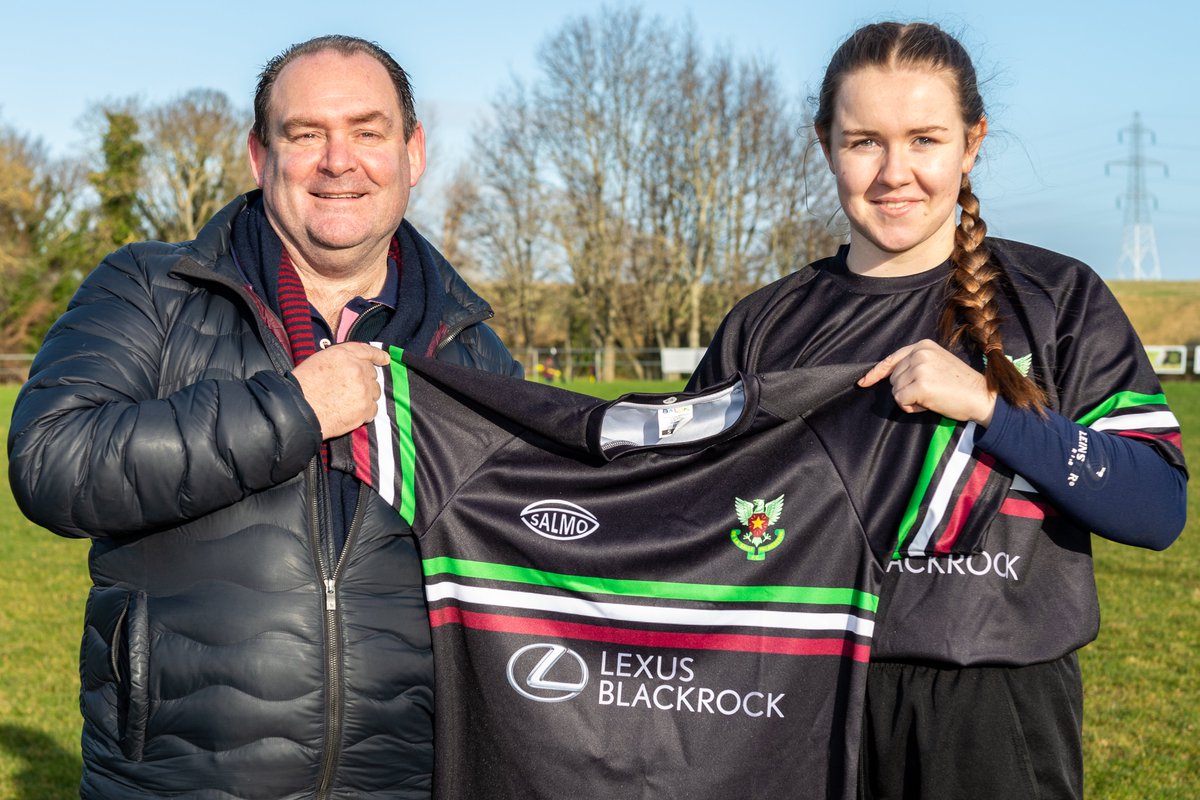DLSPFCRugby's tweet photo. Delighted to be joined yesterday by Malcolm Kinsella of @LexusBlackrock who has come onboard as Ladies team sponsors and presented a jersey to captain Aine Keogh before the game.

Thank you Malcolm from all the team, coaches and all at the club for your support of our Ladies! https://t.co/UzlCNm3oJF