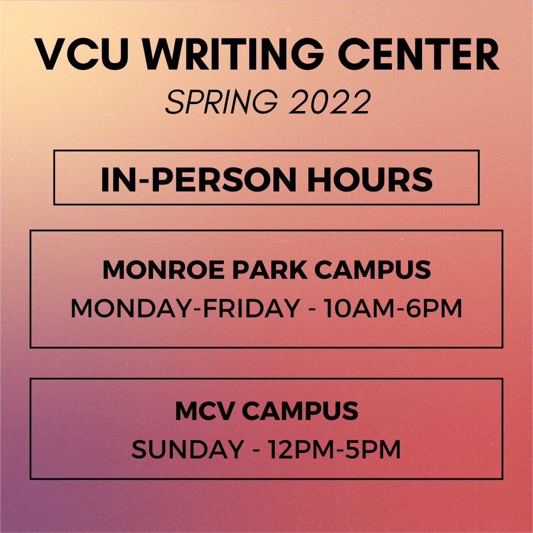 Vcu Calendar Spring 2022 Vcu Writing Center (@Vcuwritingctr) / Twitter