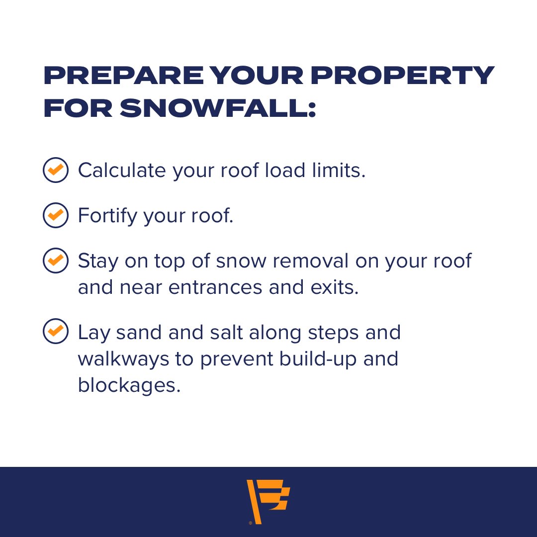 Do you know your property’s snow load limits? Heavy snowfall can result in costly damages, unsafe conditions, and major disasters like roof collapse. 

#WinterWeatherTips #Snow