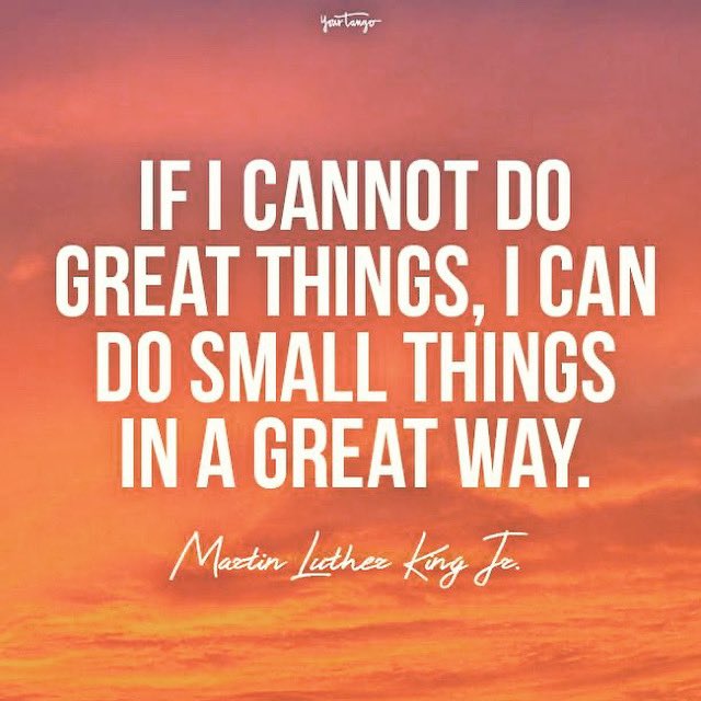 MrsLisa14's tweet photo. We have opportunities everyday to do great things but we often miss them looking for the big things. The little things are the big things! #begreat #makeadidference #mlkday https://t.co/p4E5ay4ARJ