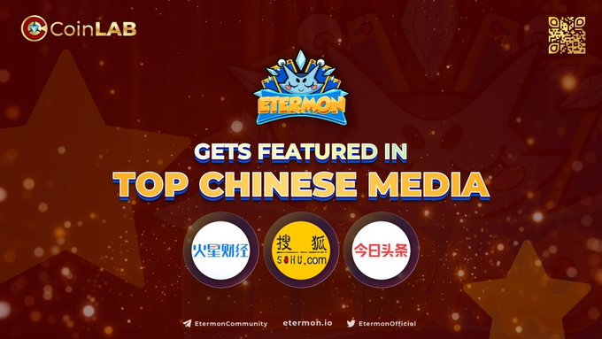 JerryWill95's tweet photo. 📌Many Chinese newspapers are covering #Etermon, and in a few months, many people in this country of billions will be aware of it.
Check details here:
🖊️Sohu: https://t.co/6uESdrxouJ
🖊️Houxing24: https://t.co/HaJ4hQf50J
🖊️Toutiao: https://t.co/F9cutcnOhI
#CoinLAB #CoinLAB_GG https://t.co/bVv4BJegAD