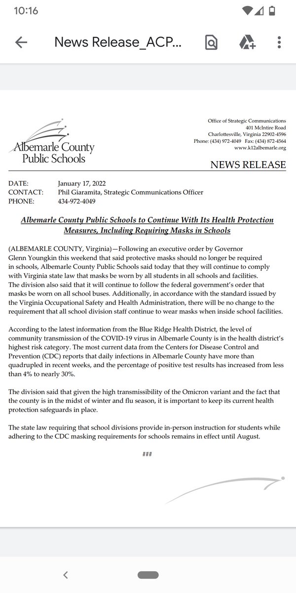 StephProvines's tweet photo. 🙌😷 We're working so hard to keep our kids safe, in school, learning, and having fun. Grateful to @k12albemarle for all the support! https://t.co/S8iINBUL6n
