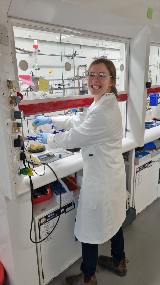 Mark_Chadders's tweet photo. It has been pointed out to me (by @mandyfogh) that I never welcomed @mandyfogh to the group. Amanda joined us  (in October) from UBC in Canada 🇨🇦  as a president's scholar and is co-supervised by @the_ashleygroup. She is doing a PhD on multidentate P ligands on Fe. https://t.co/CQGVyalg18