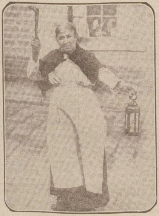 BNArchive's tweet photo. This is Mrs Catherine Jowett from Bradford, who at nearly 85 had been working as a knocker-up (waking people up in the days before alarms) for nearly 40 years, Leeds Mercury, 16 October 1925 https://t.co/n6ZdDGtDXb #OccupationHistory https://t.co/1kRKJGK84M