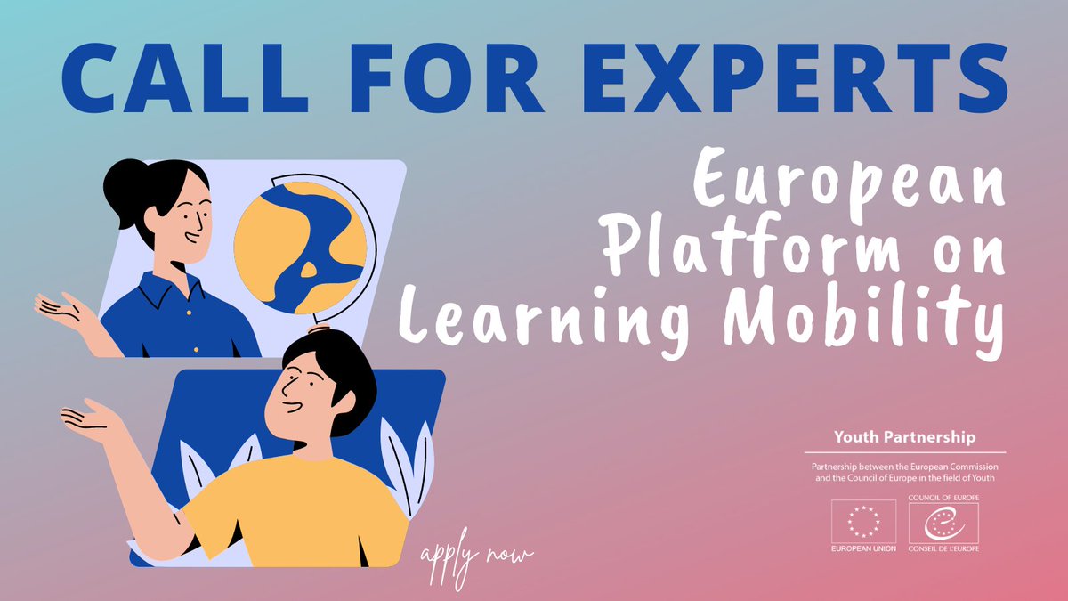 eucoeyouth's tweet photo. Are you a facilitator, rapporteur or a researcher? Do you have at least 3 years of experience in the field of youth #learningmobility? Would you like to contribute to the work of #EPLM?
Have a look at our call for experts: https://t.co/mJI6KjN5Hr and apply by 10 February! https://t.co/PPQDnUqh8j