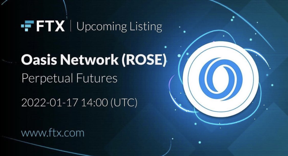ideascryptot's tweet image. Grandes noticias para $ROSE FTX ha anunciado que listará a Oasis Network el próximo 17/01/2022.
