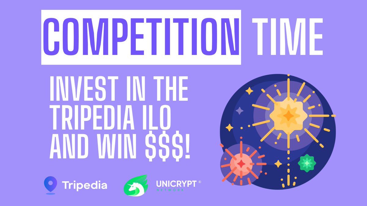 💰COMPETITION TIME💰

Join the <a href="/TripediaCrypto/">Tripedia Official</a> ILO and win cash prizes!

app.unicrypt.network/amm/pancake-v2…

3 amazing #BUSD prizes:
🏆 Invest $750+ for $1000
🤑 $1000+ for $1250
💸 $1250+ for $1500

---

Winners chosen randomly
1 prize/wallet
Softcap must be met
Winners notified by Jan 31