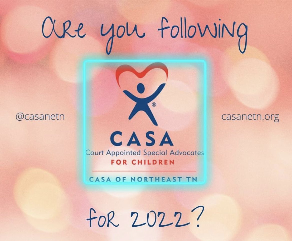 CASA_NE_TN's tweet photo. Are you following CASA of Northeast TN for 2022? Follow, like, and share to stay up to date in ways *big and small* to help local
#johnsoncitytn #graytn #jonesboroughtn #telfordtn #limestonetn #boonescreek #greenevilletn #greenecountytn #mosheimtn #erwintn #unicoitn #flagpondtn https://t.co/RPw8y62N1t