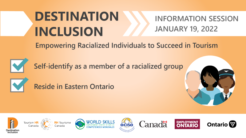 TourismHRCanada's tweet photo. Join the #DestinationInclusion team to learn more about this free tourism #training and #mentoring program in Eastern Ontario!
๐ Wednesday, January 19
๐9:00 - 10:30 AM ET
๐Register: https://t.co/zXnQXL9KAM
Thanks to our partners @WorldSkillsOtt & @OttawaOCISO. https://t.co/t4vnPF1LBU