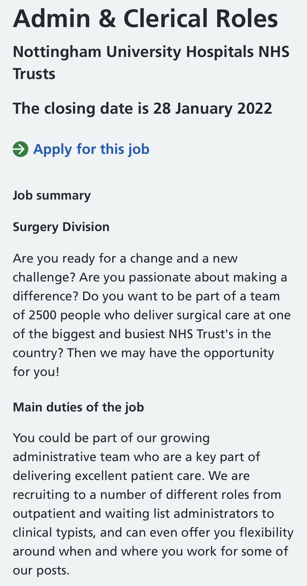 NUH Surgery and Associated Services (@nuhsurgery) on Twitter photo We have some amazing admin & clerical roles we are recruiting for in Surgery Division. If you want to find out more check out beta.jobs.nhs.uk/candidate/joba… <a href="/JCPJobsPlusMore/">JCP Jobs Plus More</a> <a href="/NUHAdminMgmt/">NUH Admin & Management</a> @JCPInDerby @JCPInNotts @TeamNUH We have some amazing admin & clerical roles we are recruiting for in Surgery Division. If you want to find out more check out beta.jobs.nhs.uk/candidate/joba… <a href="/JCPJobsPlusMore/">JCP Jobs Plus More</a> <a href="/NUHAdminMgmt/">NUH Admin & Management</a> @JCPInDerby @JCPInNotts @TeamNUH