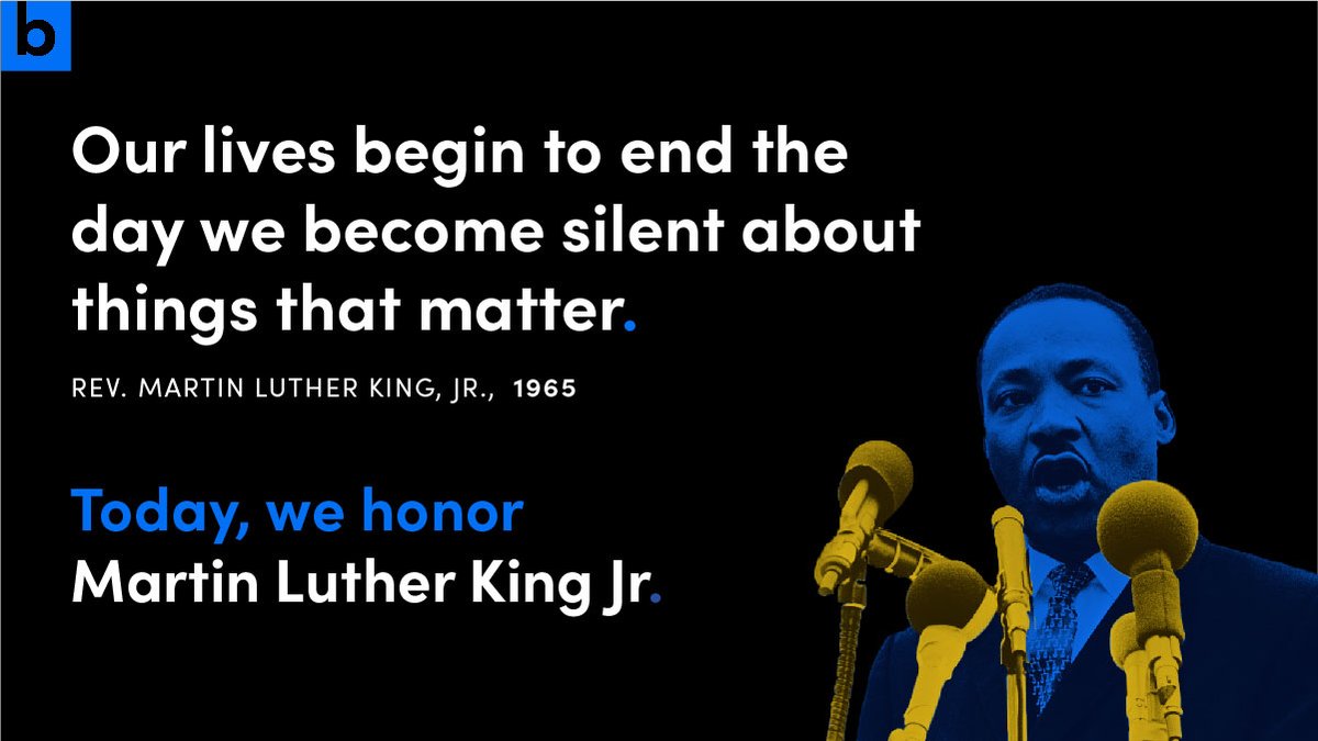wearebayard's tweet photo. We are committed to speaking out about things that matter. Today we honor Martin Luther King, Jr. and all those who speak up against injustice. https://t.co/dPGb5oTz3S