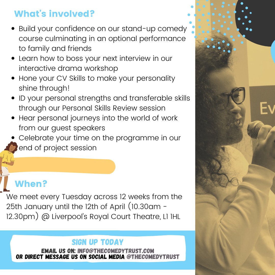 There's still time to sign up to our Boss Your Future employability programme with a twist! If you're aged 16 - 30, not in education and / or employment and looking to boost your mood, confidence and skills get in touch today! DM or email us👉 info@thecomedytrust.com