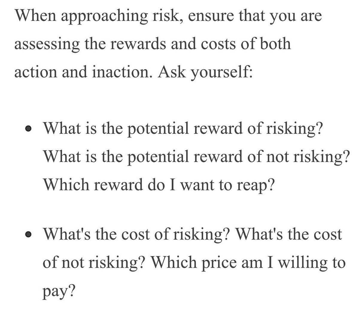 CHunterArscott's tweet photo. How to Make Bold Moves in 2022!

Hint: Don’t just focus on the potential consequences of taking a risk.. also focus on the costs of inaction.

#BeginBoldly #LiveBoldly https://t.co/Xj0VG9OHTT
