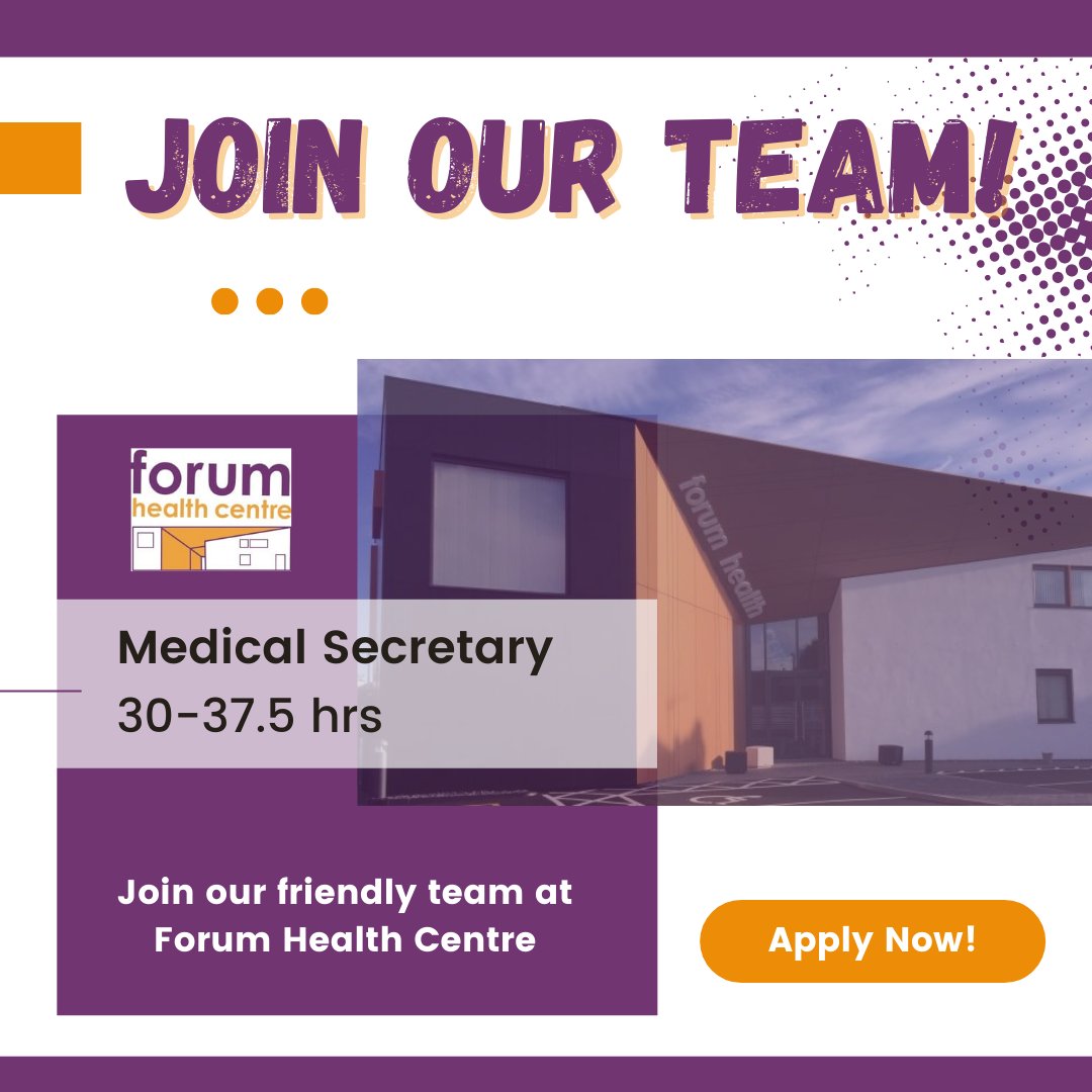 *Job Vacancy - Medical Secretary*

We're looking for a Medical Secretary to join our team at Forum Health Centre.

Find out more and apply online: beta.jobs.nhs.uk/candidate/joba…