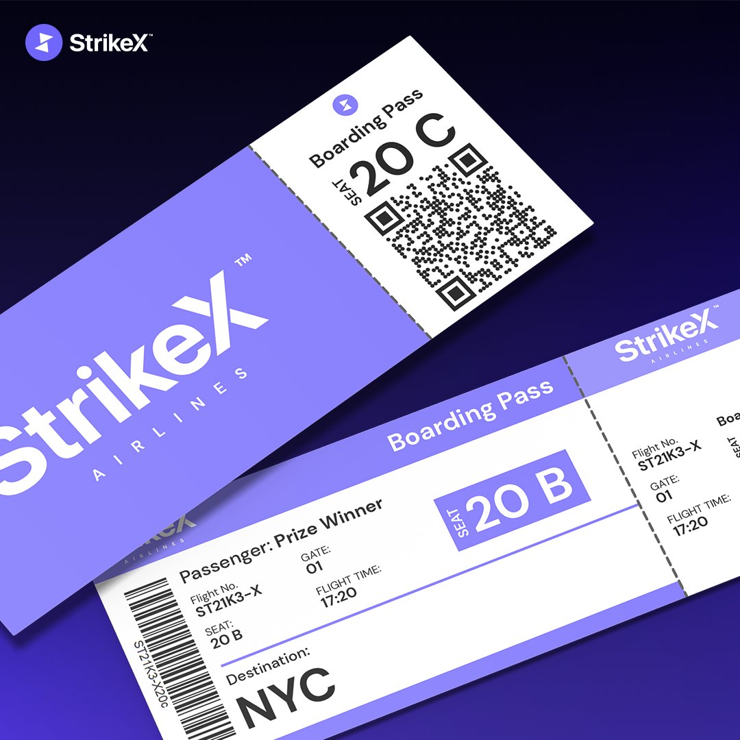 Will it be your name on these tickets? ✈️

Be in with a chance of winning a trip to New York City by simply holding STRX!

Scan the QR code to find out more 👀
#StrikeX #ForThePeople #WenLambo #NYC #STRX