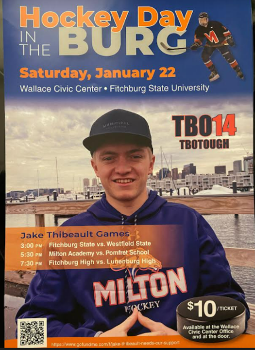JS_Roche's tweet photo. I want to share an opportunity to support an amazing person - Jake Thibeault - + his family.  Jake is continuing his inspiring recovery + any help he can get will go a long way to what we know will be a full recovery #Grit  @FitchburgPS @FHSathleticdept https://t.co/iDaumD6WDZ