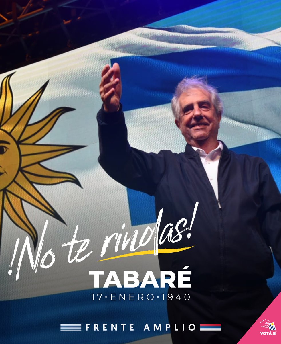 Frente_Amplio's tweet photo. Con la convicción y firmeza que el camino es ir juntas/os "en la construcción de un Uruguay donde nacer no sea un problema, donde ser joven no sea sospechoso, donde envejecer no sea una condena".
A 82 años de su nacimiento, el compañero Tabaré Vázquez siempre presente. 🌹 https://t.co/yUWmEXmNaB
