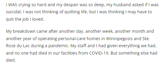 MattMcLean1919's tweet photo. This piece in todays @WinnipegNews had me absolutely stunned.  If you read only one pandemic related article today make it this heart wrenching one from a long-term care operator.

https://t.co/iztZsph5ip https://t.co/uq2WxEOhhi