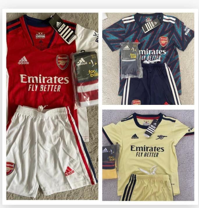 HWFootballShirt's tweet photo. #AFC kids full kits in stock 

We have Arsenal men’s aswell

Message the page to order 👌 https://t.co/YN2N27XnAT