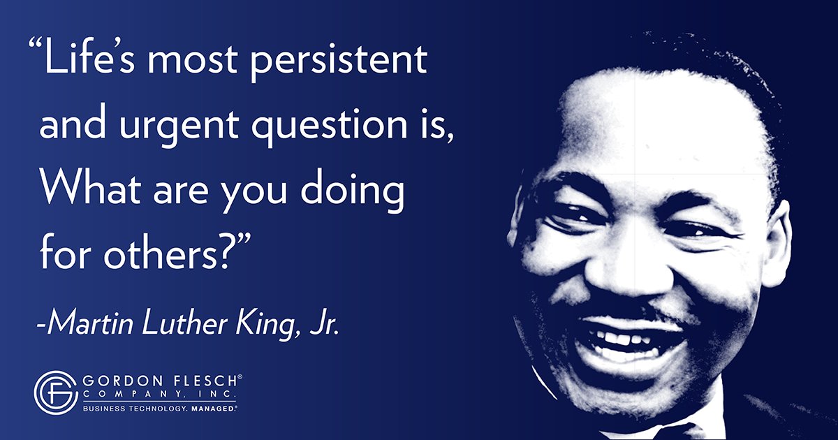 ptflesch's tweet photo. "Life's most persistent and urgent question is, What are you doing for others?"

Martin Luther King, Jr. - 1957 #MLKDay2022 https://t.co/1YydDRVvKa