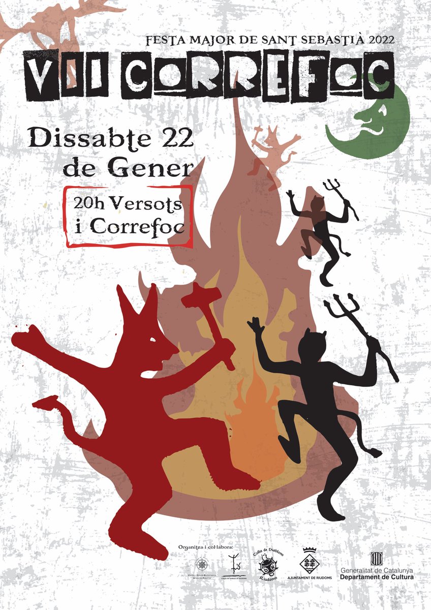 🔥FESTA MAJOR DE SANT SEBASTIÀ 2022🔥

Tornem a cremar a Riudoms!💥

Aquest dissabte 22 de gener, a partir de les 8 del vespre💥💥

Versots i Correfoc!🗣🏃🏽‍♀️🔥

Us hi esperem!🤟